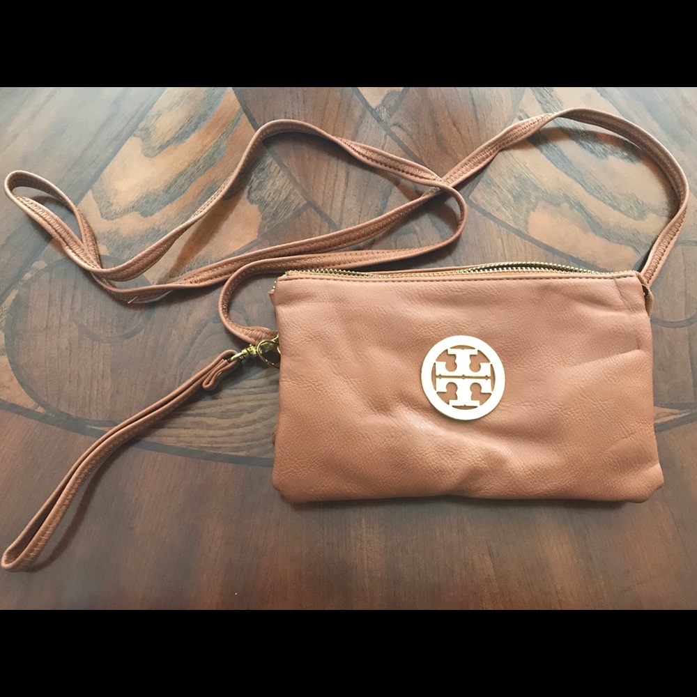 Tory burch cross body brown bag